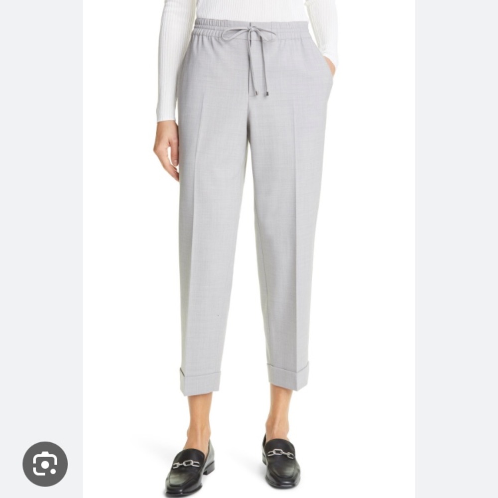 Club Monaco NWOT Tie-Waist grey stretch wool elastic waist cuffed ankle pants